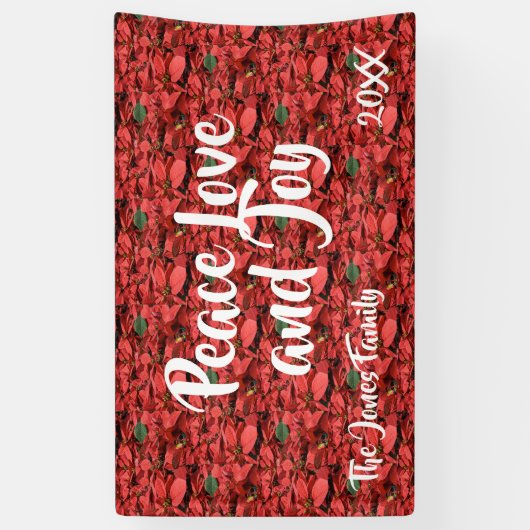 ポインセチアの平和愛および喜び 横断幕 (縦)