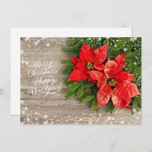 ポインセチアの木のビジネスのクリスマス シーズンカード (正面/裏面)
