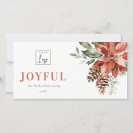 ポインセチアの木の楽しいクリスマスロゴ ビジネス シーズンカード