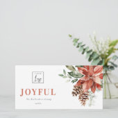 ポインセチアの松の木のクリスマスロゴ ビジネススタイル シーズンカード (スタンド正面)