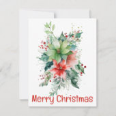 ポインセチアの果実と葉クリスマスカード シーズンカード (正面)