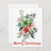 ポインセチアの果実と葉クリスマスカード シーズンカード (正面/裏面)