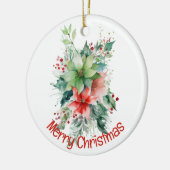 ポインセチアの果実と離れクリスマス セラミックオーナメント (左)