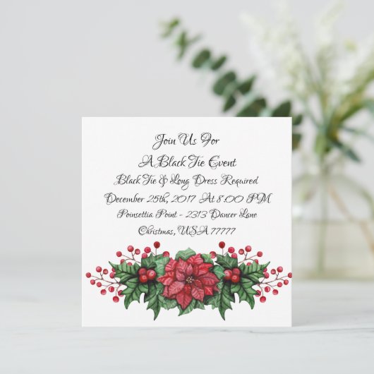 ポインセチアの果実の準正装のイベントの招待状 招待状 (スタンド正面)