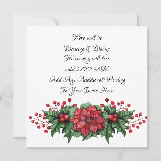 ポインセチアの果実の準正装のイベントの招待状 招待状 (裏面)