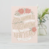 ポインセチアの枝とバナー シーズンカード (スタンド正面)