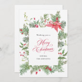 ポインセチアの植物学的なクリスマス シーズンカード (正面/裏面)