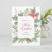 ポインセチアの植物学的な赤いチェックのクリスマス シーズンカード (スタンド正面)
