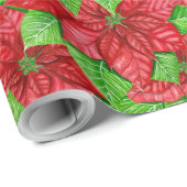 ポインセチアの水の色クリスマスパターンラッピングP ラッピングペーパー (ロールコーナー)