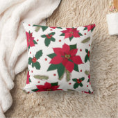 ポインセチアの花とシームレスなクリスマス クッション (ブランケット)