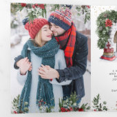 ポインセチアの花の暖炉のクリスマスの写真 三つ折りクリスマスカード (内部最初)
