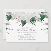 ポインセチアの花を飾ったクリスマスディナーの招待状 招待状 (正面)