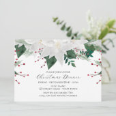 ポインセチアの花を飾ったクリスマスディナーの招待状 招待状 (スタンド正面)