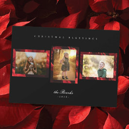 ポインセチアの花弁フレーム3枚の写真のクリスマスカード シーズンカード