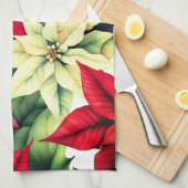 ポインセチアの花 キッチンタオル (四つ折り)