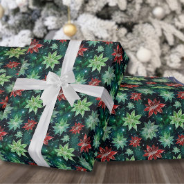 ポインセチアの花 クリスマス ラッピングペーパー
