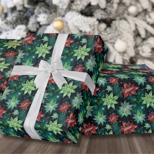 ポインセチアの花　クリスマス ラッピングペーパー