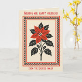 ポインセチアの花 ノルディッククリスマスミニマルスタイル カード (黄色い花)