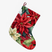 ポインセチアの花 ラージクリスマスストッキング (正面 (吊り時))