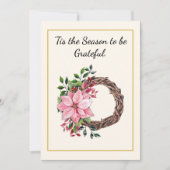 ポインセチアの葉と実のリース 感謝のカード シーズンカード (正面)