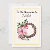 ポインセチアの葉と実のリース　感謝のカード シーズンカード (正面)