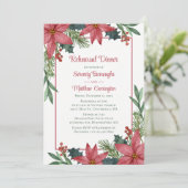 ポインセチアの赤いクリスマスの花の彩彩のディナーのリハーサル 招待状 (スタンド正面)