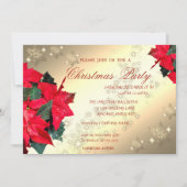 ポインセチアの雪の結晶、企業のクリスマスパーティー 招待状 (正面)