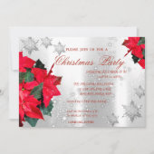 ポインセチアの雪の結晶、企業のクリスマスパーティー 招待状 (正面)