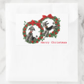 ポインセチアの2つのプードルリース 長方形シール (バッグ)