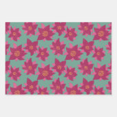 ポインセチアイラストレーションはっきりした花 ラッピングペーパーシート (正面3)