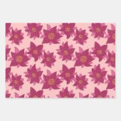 ポインセチアイラストレーションはっきりした花 ラッピングペーパーシート (正面3)