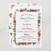 ポインセチアウォーターカラークリスマスリハーサルディナー 招待状 (正面/裏面)