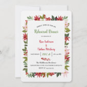 ポインセチアウォーターカラークリスマスリハーサルディナー 招待状 (正面)