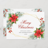 ポインセチアエレガントクリスマス中指あいさつ シーズンカード (正面/裏面)