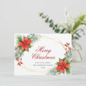 ポインセチアエレガントクリスマス中指あいさつ シーズンカード (スタンド正面)