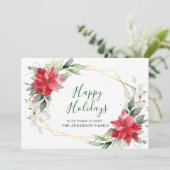 ポインセチアエレガントクリスマス中指あいさつ シーズンカード (スタンド正面)