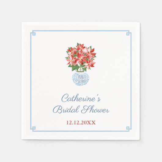 ポインセチアエレガントレディースホリデーズルンチョンパーティー スタンダードカクテルナプキン (正面)