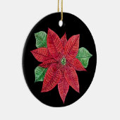 ポインセチアオーナメント – 黒い背景 セラミックオーナメント (右)