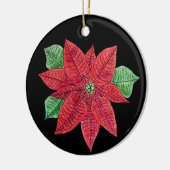 ポインセチアオーナメント – 黒い背景 セラミックオーナメント (左)