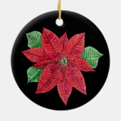 ポインセチアオーナメント – 黒い背景 セラミックオーナメント (裏面)