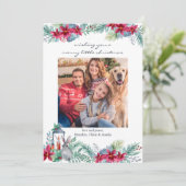 ポインセチアカジュアルランタン台本クリスマス写真 シーズンカード (スタンド正面)