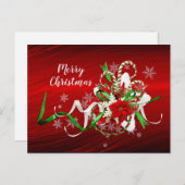 ポインセチアキャンディーケーンブーケクリスマス ポストカード (正面/裏面)