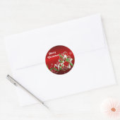 ポインセチアキャンディーケーンブーケクリスマス ラウンドシール (封筒)
