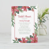 ポインセチアクリスマスウィンターフローラブライダルシャワー 招待状 (スタンド正面)