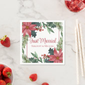 ポインセチアクリスマスウィンター結婚たった今結婚しました スタンダードカクテルナプキン (インサイチュ)