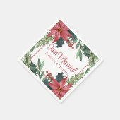 ポインセチアクリスマスウィンター結婚たった今結婚しました スタンダードカクテルナプキン (角)