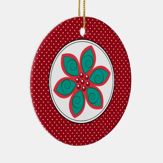 ポインセチアクリスマスオーナメント セラミックオーナメント (右)