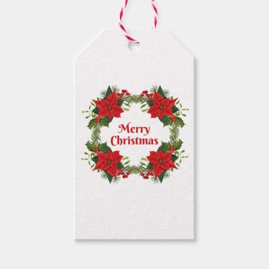 ポインセチアクリスマスギフトラベル ギフトタグ (正面)