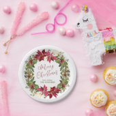 ポインセチアクリスマスパーソナライズされたリース ペーパープレート (パーティー)