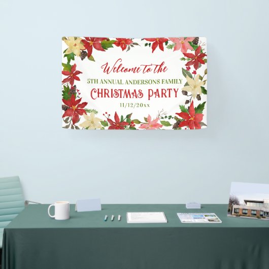 ポインセチアクリスマスファミリーアニュアルホリデーパーティー 横断幕 (トレードショー)
